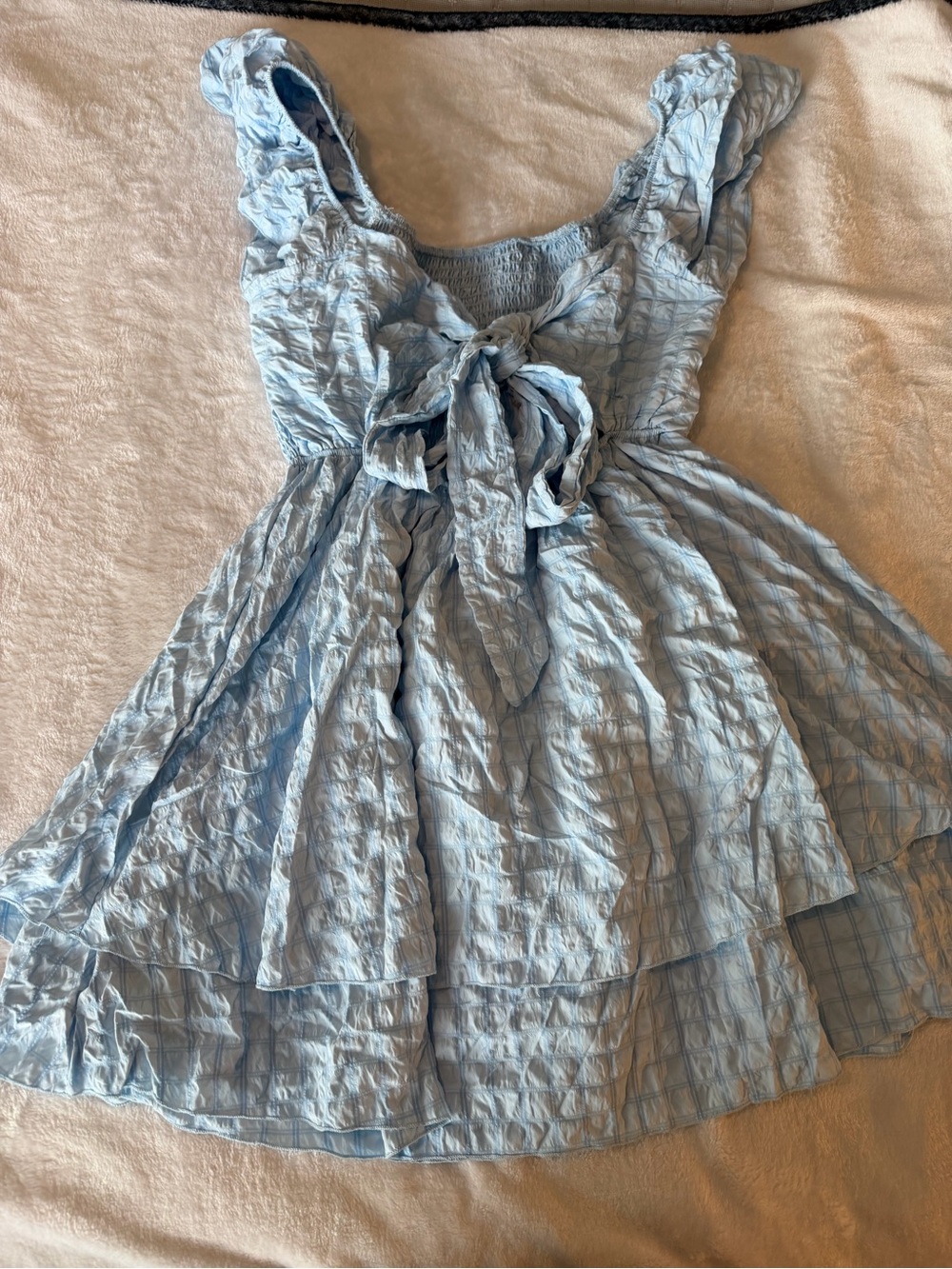 Simply Southern Light Blue Crinkle Ruffled Smocked Dress - Picture 8 of 14